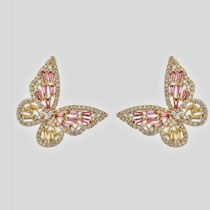 Eye CANDY Elegant Butterfly Earrings in Pink and Gold